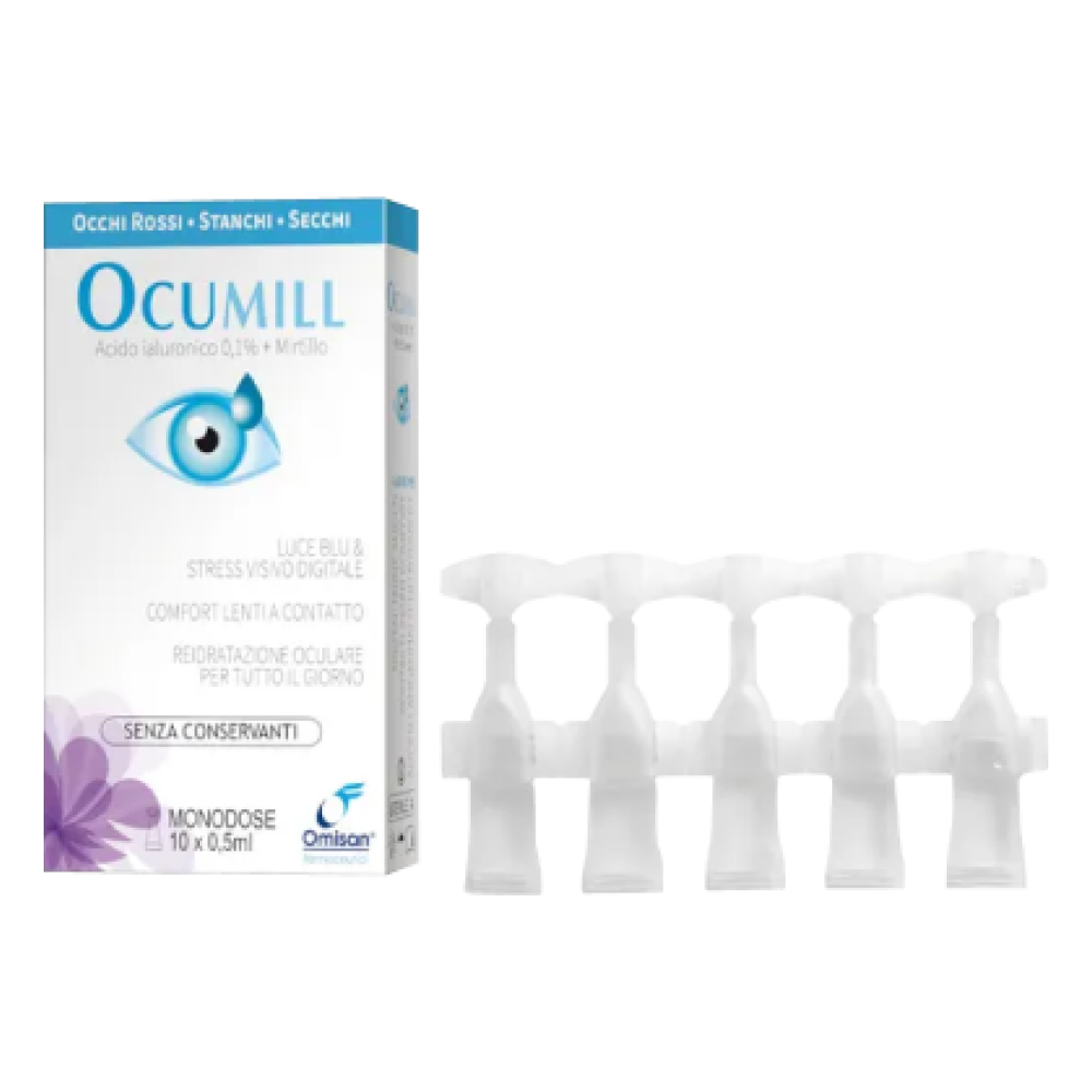 Ocumill Unidoza (ac.hialuronic+afine) pic.oft.0,5ml N10 revigorant,lubrifiant,rehidratant - 1